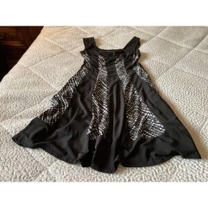 Connected Apparel Fit & Flare Dress Womens 6 Black White Excellent Abstract